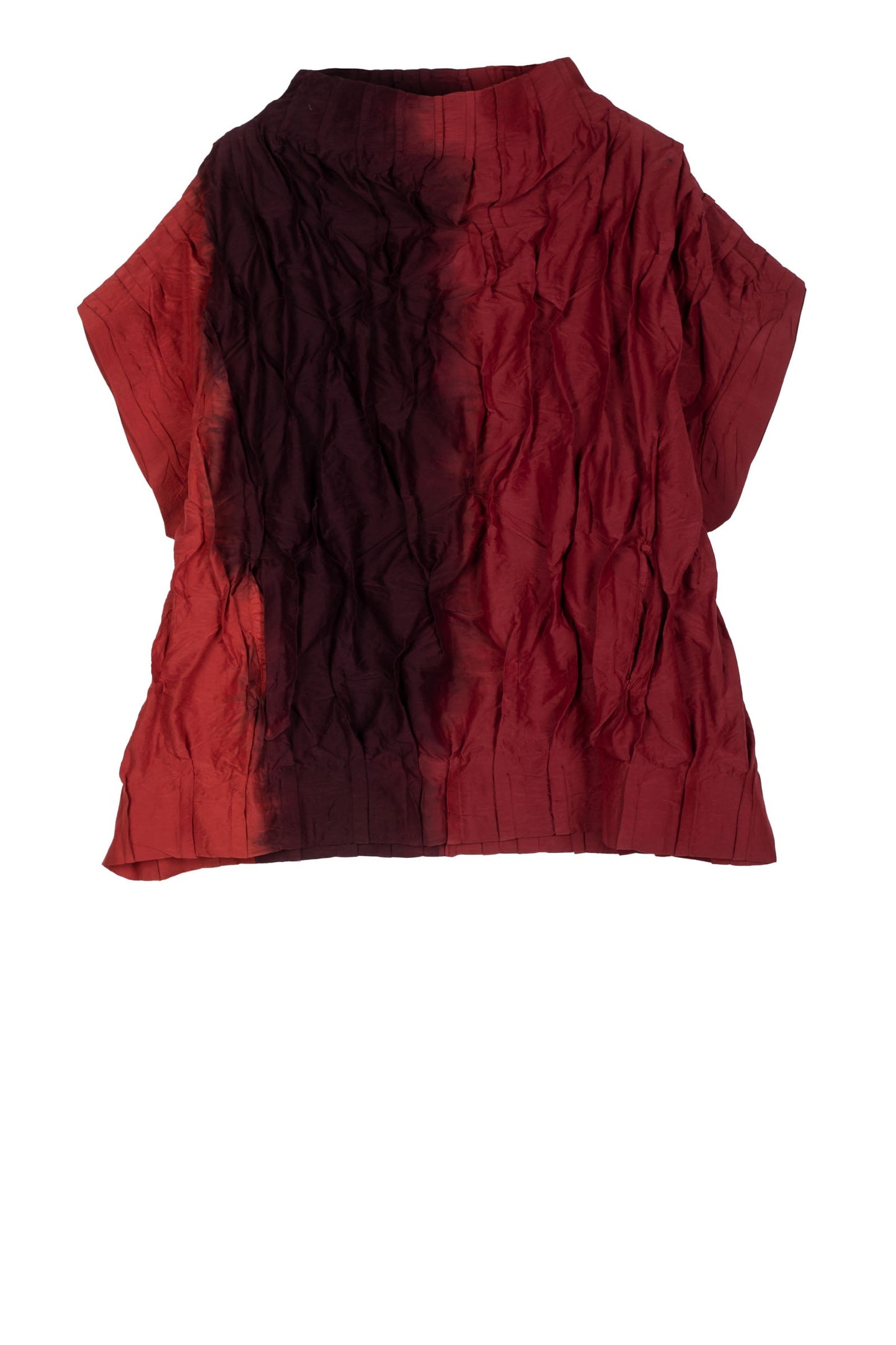 DYED COTTON SILK HEAVY VOILE WAVY TUCK PULLOVER VEST