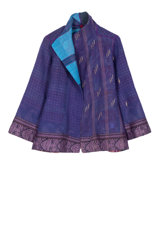 WOVEN VINTAGE COTTON KANTHA SHORT JACKET