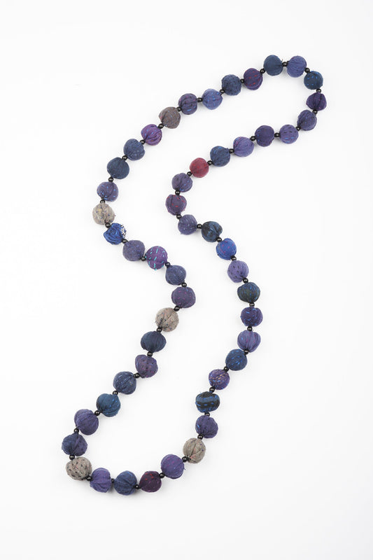 COTTON SILK SW PATCH KANTHA SMALL NUTS LONG NECKLACE